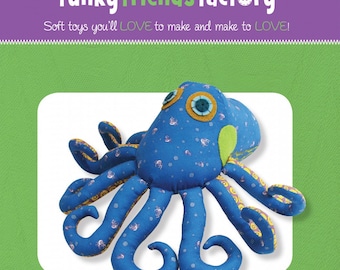 Funky Friends Factory, Stuffed Animal Pattern, Stuffie Pattern, Pauline McArthur Pattern, FFF Printed Pattern, Ozzie Octopus