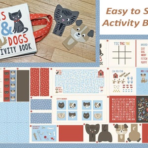 Dog Daze Activity Book Panel, Moda Book Panel, Dog & Cat Game Book Panel, Stacy Iest Hsu for Moda, DIY Toddler Activity Book