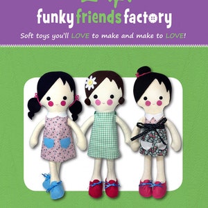 Funky Friends Factory, Stuffed Doll Pattern, Stuffie Pattern, Pauline McArthur Pattern, FFF Printed Pattern, Daisy Dress-Up Doll