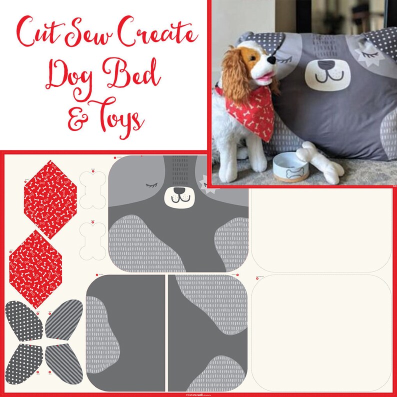 Small Dog Bed and Toy Panel Cut Sew Create Moda Doll Panel Etsy