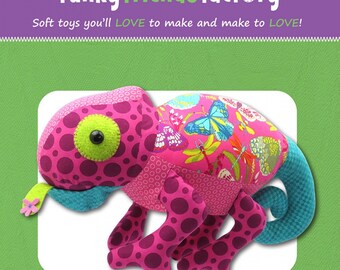 Funky Friends Factory, Stuffed Animal Pattern, Stuffie Pattern, Pauline McArthur Pattern, FFF Printed Pattern, Coco Chameleon