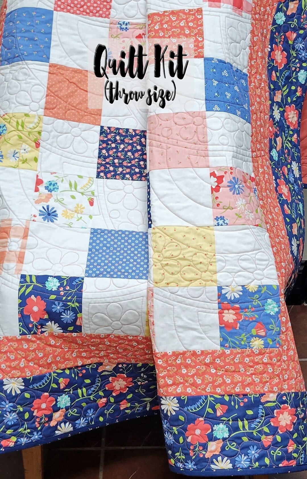 Easy Quilt Kit, Beginner Quilt Kit, Throw Quilt Kit, Patchwork Quilt