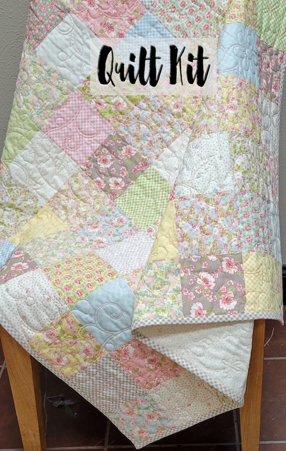Charm Pack Quilt Easy Quilt Kit Patchwork Quilt Kit Quotation Quilt Kit Throw Quilt Kit Pre Cut