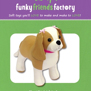 Funky Friends Factory, Stofftier-Muster, Stoffie-Muster, Pauline McArthur-Muster, FFF gedrucktes Muster, Poppy the Puppy