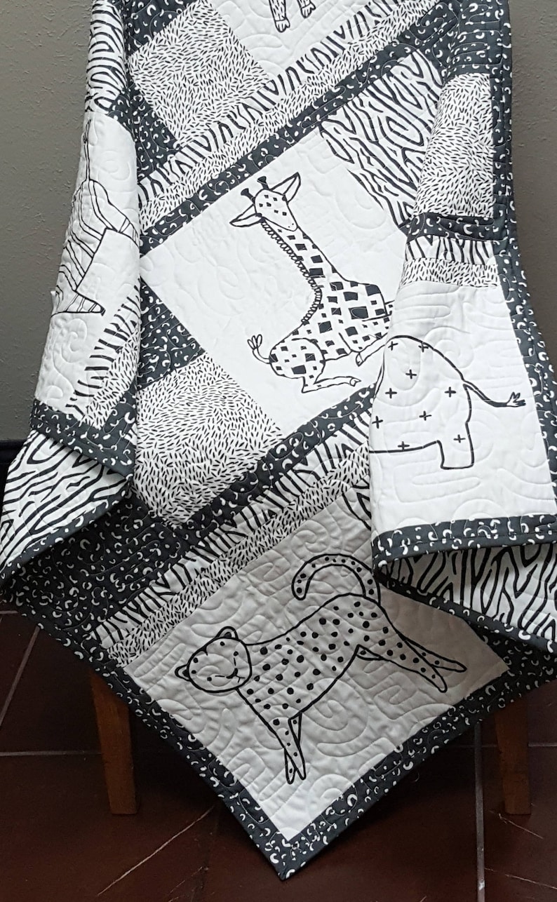 Quilt Kit for Infant-Toddler Quilt in Black and Cream Prints from the Savannah Collection by Gingiber