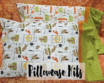 Easy Camping Pillowcase Kit, "Burrito" Method Pillow Case Kit, Beginner Sewing Project, Great Outdoors Fabrics, Stacy Iest Hsu Fabrics