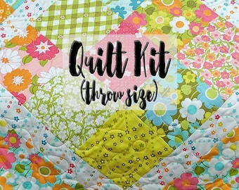 Easy Quilt Kit, Beginner Quilt Kit, Throw Quilt Kit, Bordered Charm Pack Quilt, Floral Quilt Kit, Flower Power Fabric, Maureen McCormick