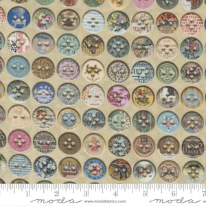 Digitaldruck Stoff, Moda Quilten Baumwolle, Quilten Fat Quarter, Junk Journal Sammlung, Cathe Holden, Vintage Print Stoff, Button Print