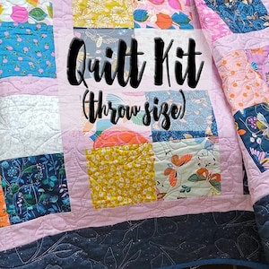 Easy Quilt Kit, Beginner Quilt Kit, Throw Quilt Kit, Patchwork Quilt Kit, Charm Pack Quilt, Partially Precut Kit, RSS Stay Gold Quilt Kit