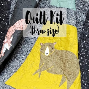 Moda Panel Quilt Kit, Easy Quilt Kit, Beginner Quilt Kit, Throw Size Quilt Kit, Nocturnal Quilt Kit, Gingiber Fabrics Quilt Kit