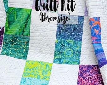 Easy Quilt Kit, Beginner Quilt Kit, Throw Quilt Kit, Patchwork Quilt Kit, Charm Pack Quilt, Partially Precut Quilt Kit, Mambo Batik Kit