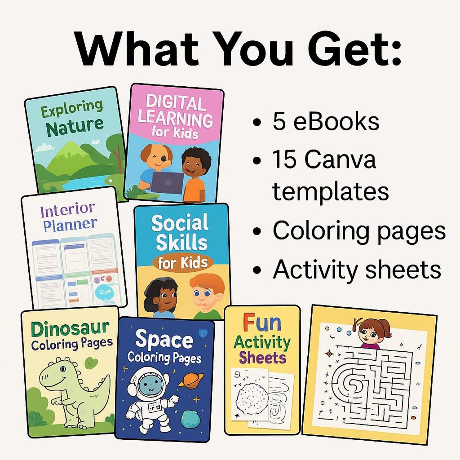 Kids Coloring Book Printable + BONUS: 30 Million Digital Products | Fun ...