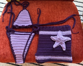 Crochet bikini set with shorts