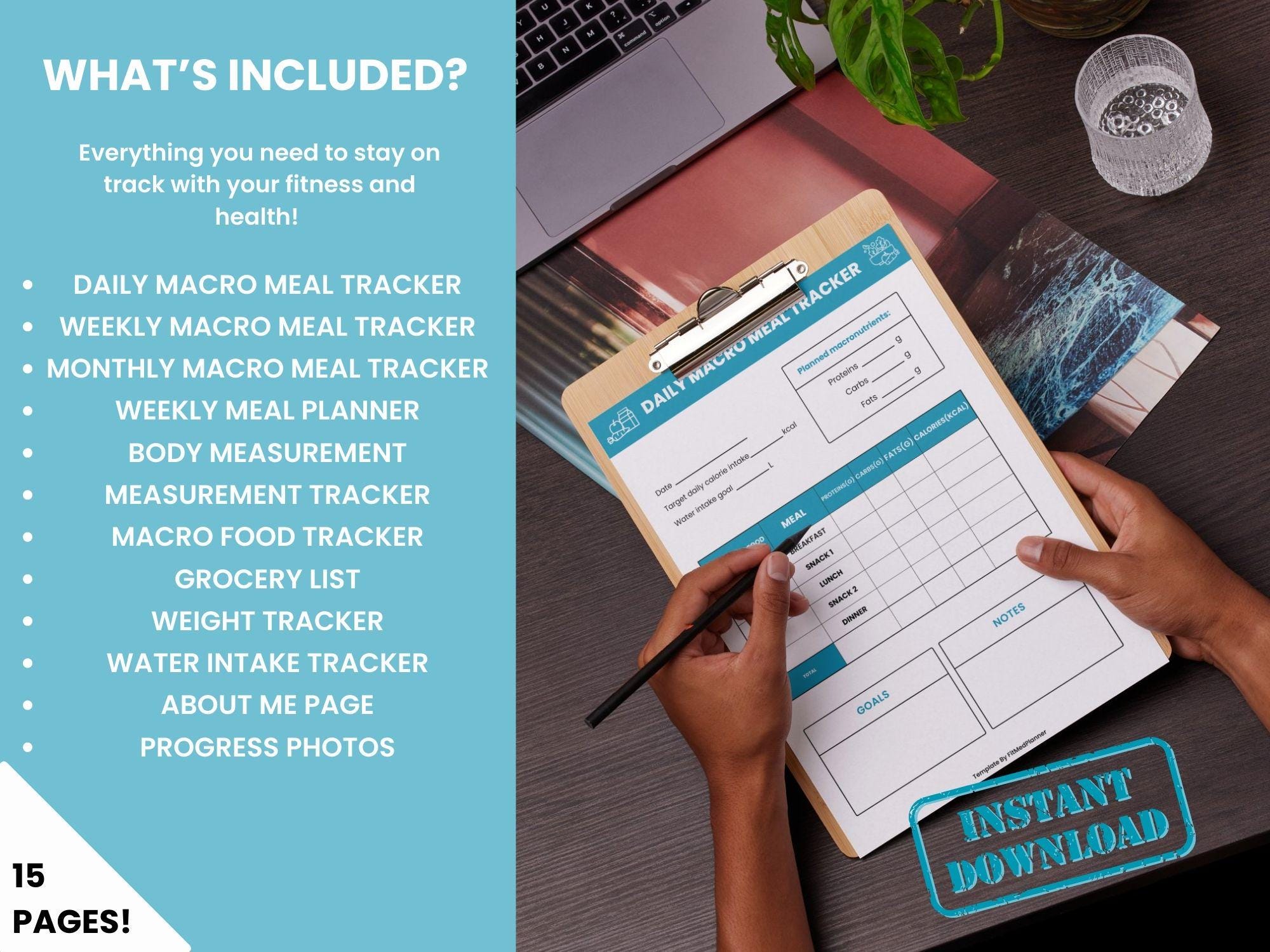 Printable Macro Meal Planner Template – Weekly Meal and Fitness Tracker ...