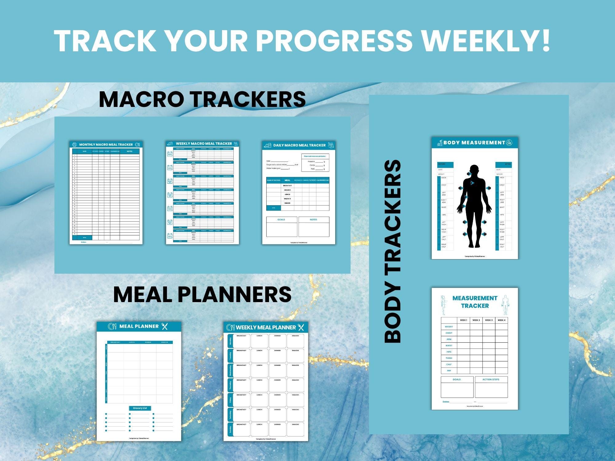 Printable Macro Meal Planner Template – Weekly Meal and Fitness Tracker ...