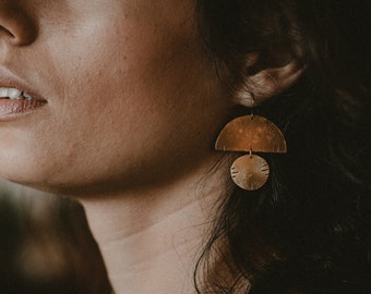 NAZCA Earrings // Half Moon Geometric Brass statement earrings