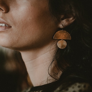 NAZCA Earrings // Half Moon Geometric Brass statement earrings