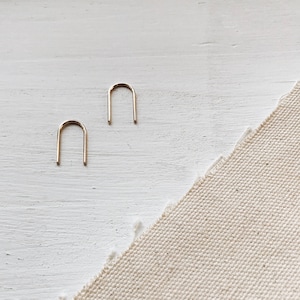 Tiny Arc Threaders / U Arch Earrings / staple ear pins / pull through earrings