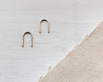 Arc Pull Through Earrings / 14k Gold Fill Ear Pins / staple earrings