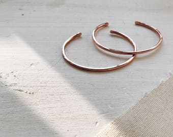 Minimalist Copper Stacker | Stacking Bracelet | Rose Gold Hammered Cuff | Spring Style