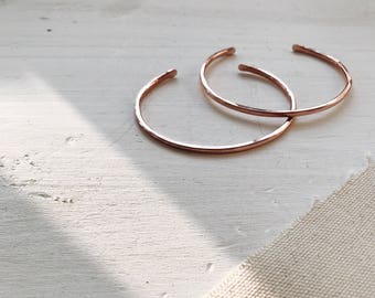 Minimalist Copper Stacker | Stacking Bracelet | Rose Gold Hammered Cuff | Simple Basic Jewelry