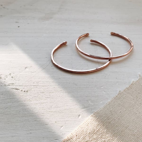 Minimalist Copper Stacker | Stacking Bracelet | Rose Gold Hammered Cuff | Spring Style