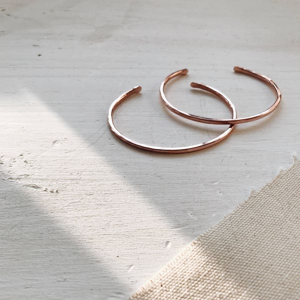Minimalist Copper Stacker | Stacking Bracelet | Rose Gold Hammered Cuff | Simple Basic Jewelry