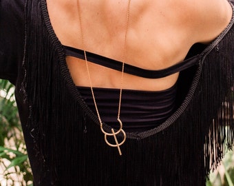 SOLSTICE Pendant / Brass Rune Alchemy Necklace / Minimalist Jewelry