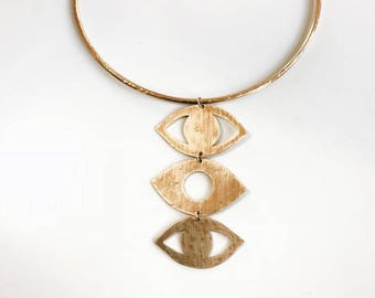 EVIL EYE TOTEM Collar | Brass Statement Neck Cuff