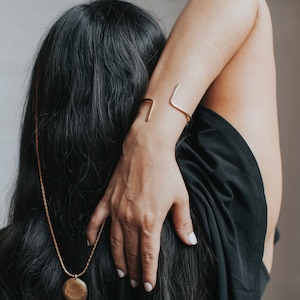 GEMINI Cuff / Minimal Hammered Brass Bracelet