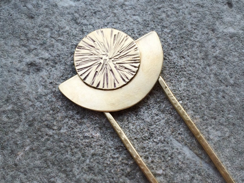 Moon Goddess Hair Stick Brass Hairpin Bohemian Hair Pin Jewelry image 3