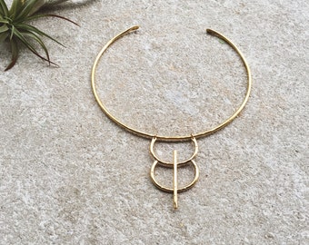 SOLSTICE Collar | Brass Talisman Neck Cuff | Mystical Modern Choker Necklace