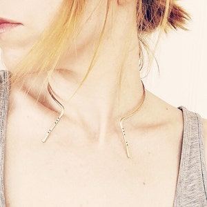 GLYPH Minimal Collar Necklace Choker Neck Cuff Minimalist Brass Jewelry image 2