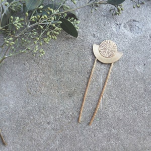 Brass Moon Hair Pin | Gold Hair Fork Stick | Comb | Hairpin | Boho Half Circle Accessories