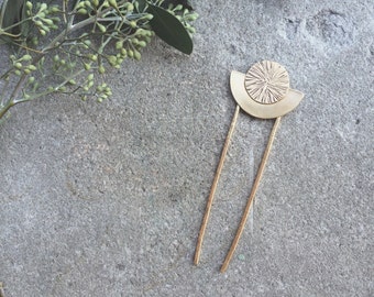 Brass Moon Hair Pin | Gold Hair Fork Stick | Comb | Hairpin | Boho Half Circle Accessories