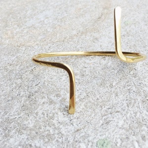 GEMINI Modern Brass Cuff / Minimal Hammered Jewelry image 1