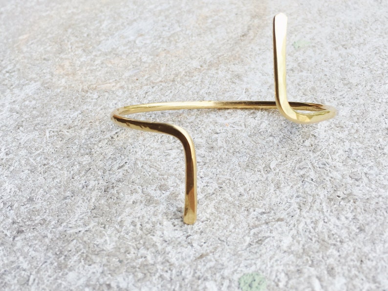 GEMINI Modern Brass Cuff / Minimal Hammered Jewelry image 1