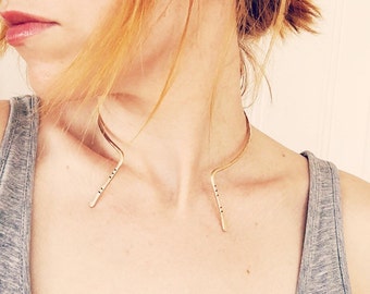 Metal Collar Choker Necklace / Neck Cuff / Minimal Modern Jewelry