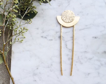 Moon Goddess Hair Stick | Brass Hairpin | Bohemian Hair Pin Jewelry