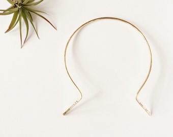 GLYPH Minimal Collar Necklace | Choker Neck Cuff | Minimalist Brass Jewelry