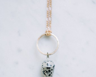 Dalmatian Jasper Mystic Mineral Pendulum | Petite Size | Speckled Raw Stone Pendant Necklace