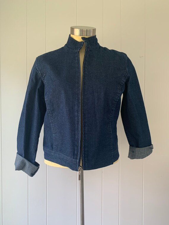 Minimalist Cropped Denim Jacket Vintage Eileen Fi… - image 7