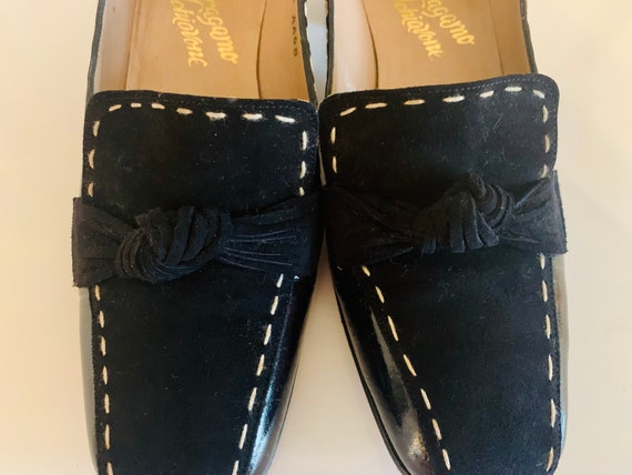 Black Suede Loafer Pump Shoe // Vintage Rosina Fe… - image 6