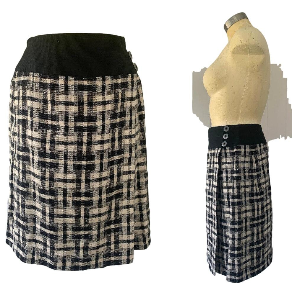 black and white checkered wrap skirt