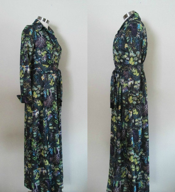 Asian Maxi Dress Boudoir Gown / Vintage 1960s 197… - image 3