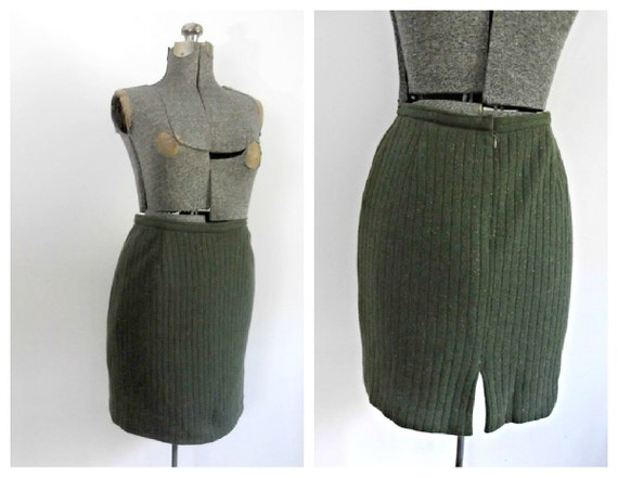 Burberrys Sweater Pencil Skirt Vintage 1960s Green Knit Wool Etsy