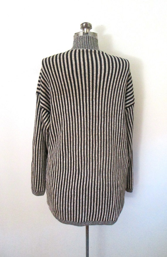 Gold Lame Striped Oversized Cardigan Sweater - image 4