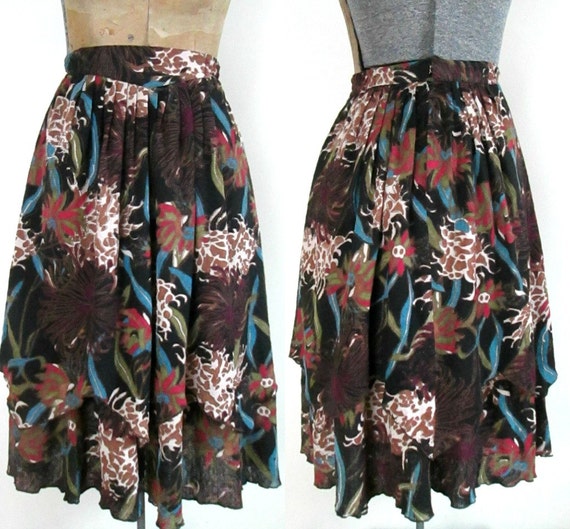 Vintage Abstract Floral Full Skirt