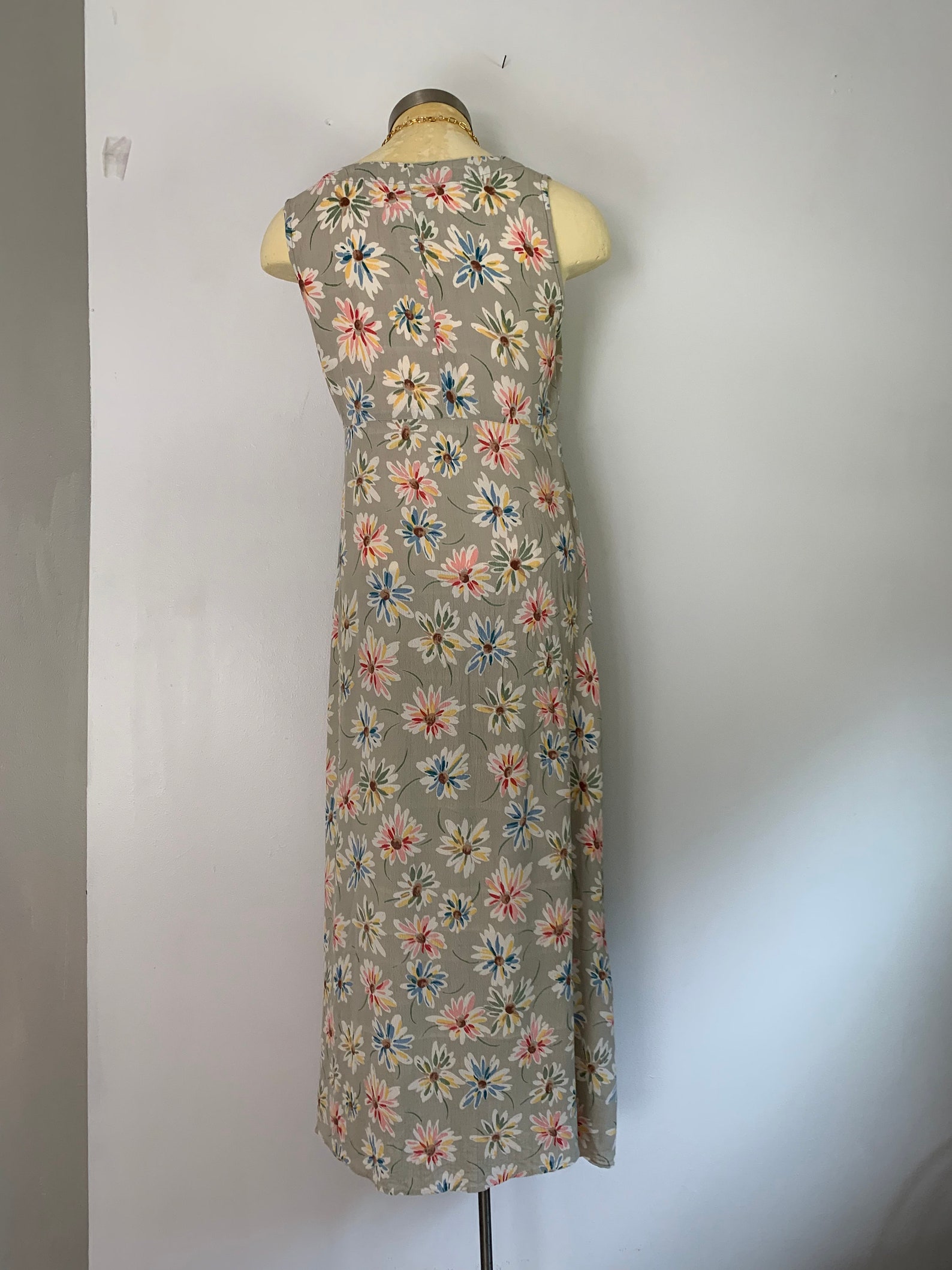 1980s Floral Button Front Dress // Vintage Sleeveless Summer | Etsy