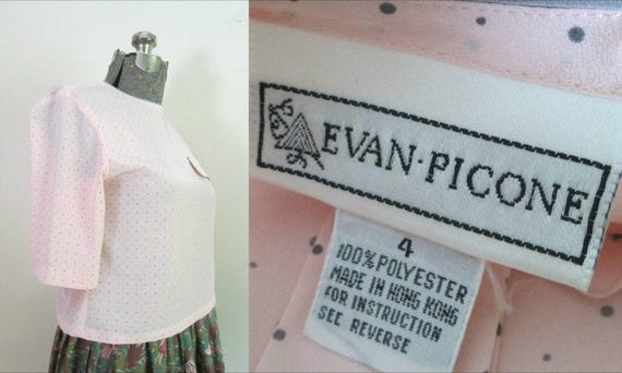 1980s Pink and Gray Polka Dot Blouse // Evan-Pico… - image 4